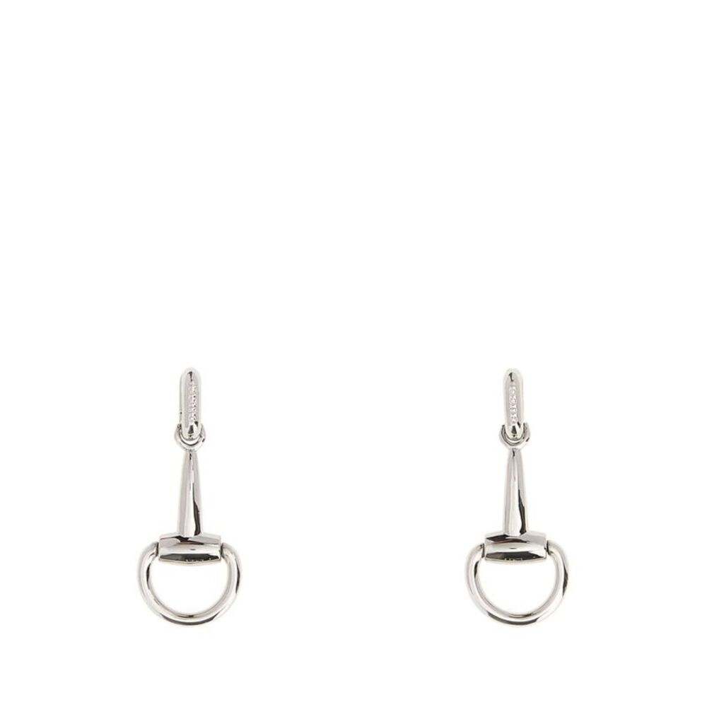 Gucci Women Silver Metal Horsebit Earrings